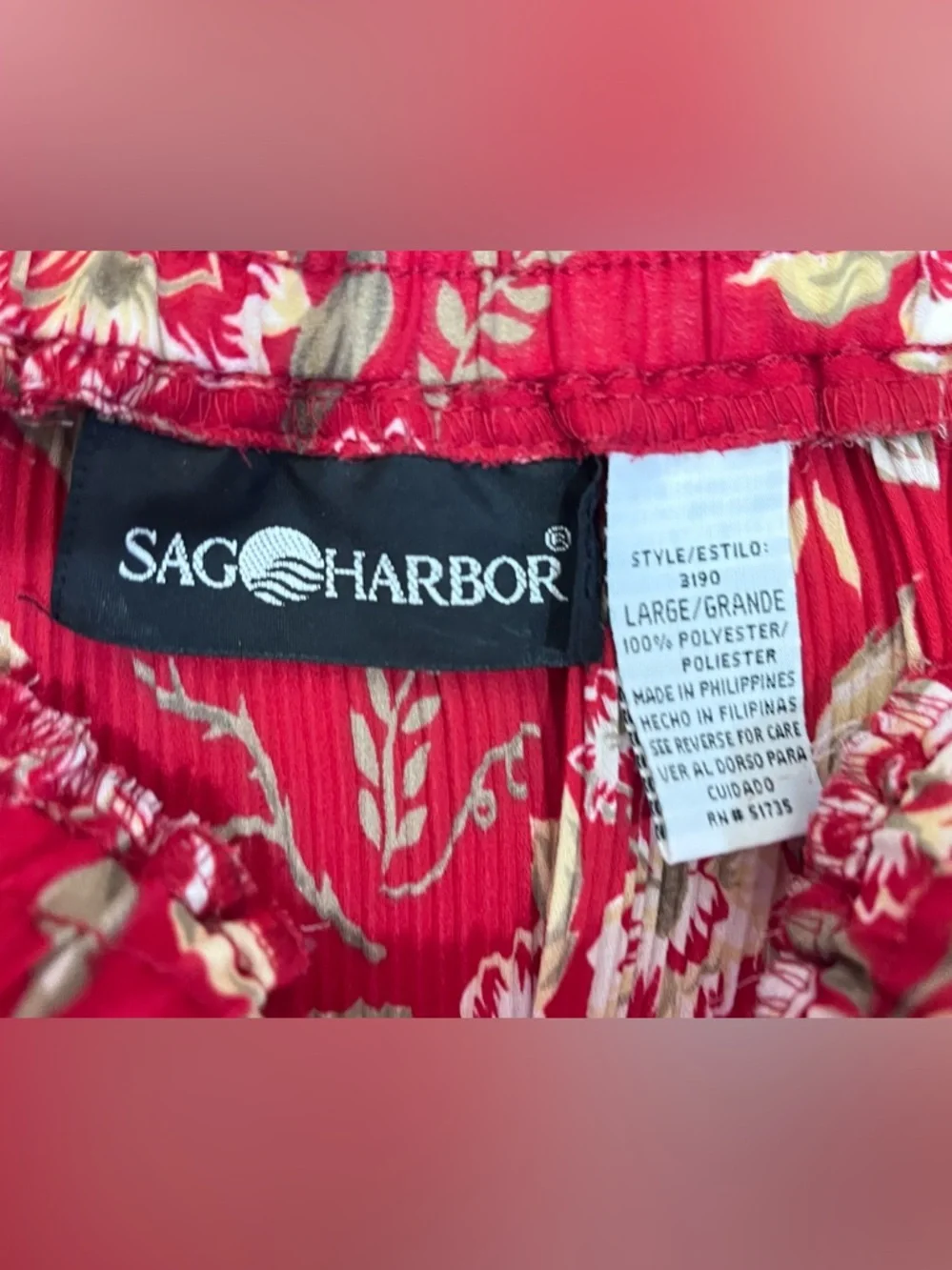 Sag Harbor Women’s Vintage Red Floral Polyester Accordian Pleated Midi Skirt L - Picture 7 of 16